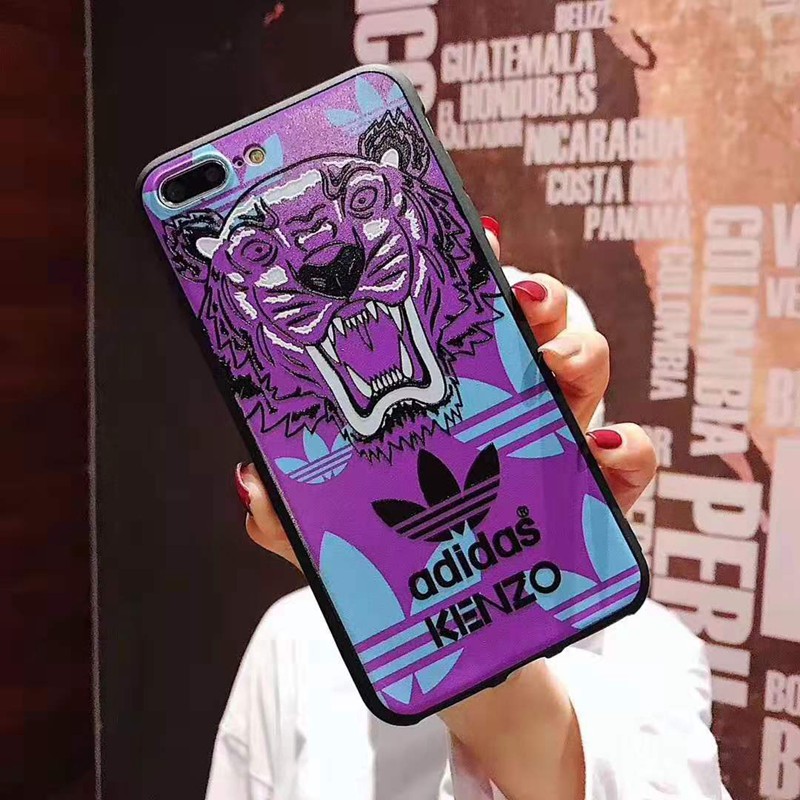  Adidas&Kenzo ブランド iphone 13/12s/12ケース 耐衝撃　タイガーヘッド付き