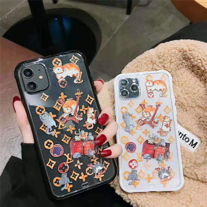 可愛い猫付きiphone11プロケースルイヴィトン 