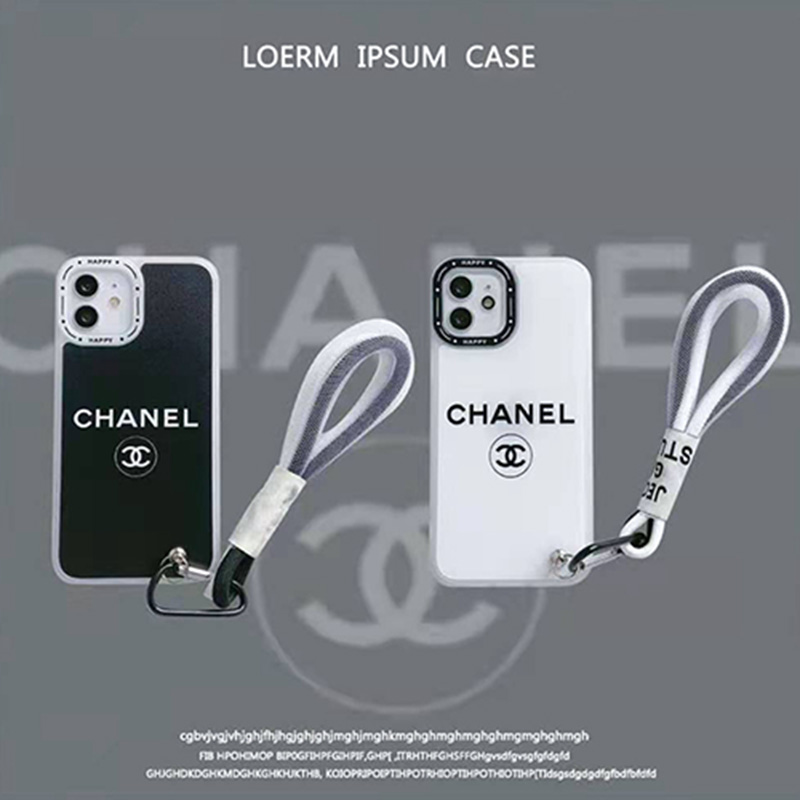 CHANEL ブランド iPhone 13 pro/13 pro max/13 miniケース インスタ風 シャネル ストランプ付 クリア