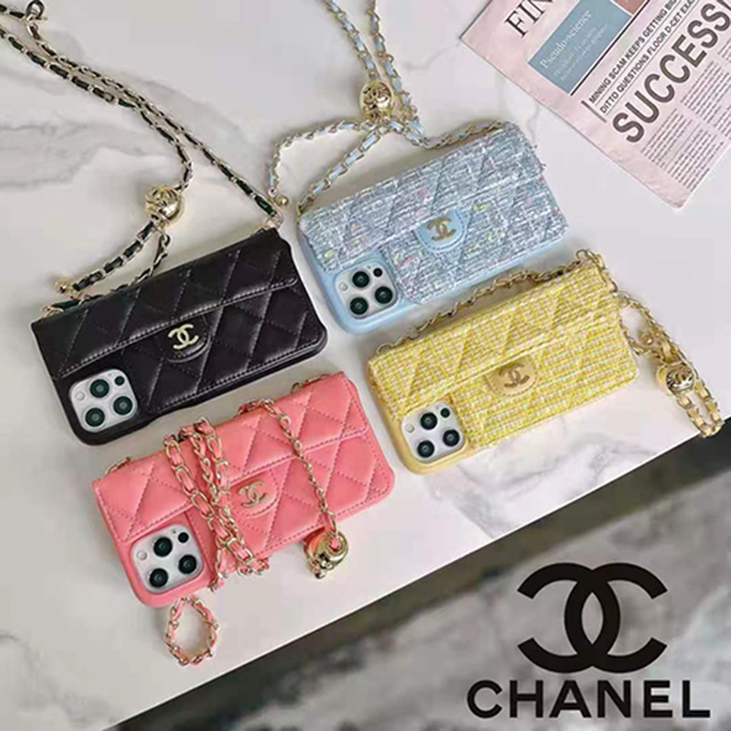 CHANEL ブランド iphone 14 pro/14 pro max/13 miniケース カード収納  封筒型 ジャケット型 ストラップ付き