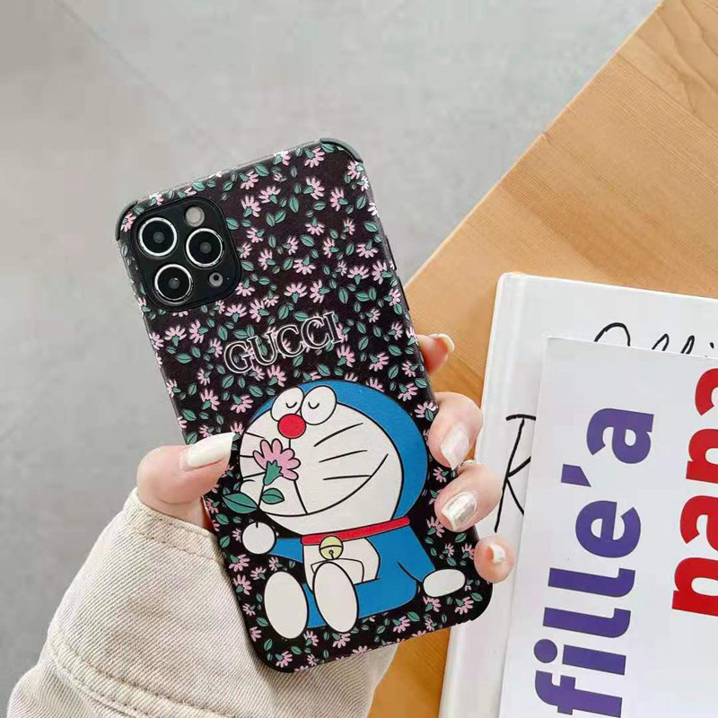 GUCCI DORAEMON ブランド 花 個性 アイフォンiphone13/12s/12pro max/12mini/11ケース 四角保護 人気