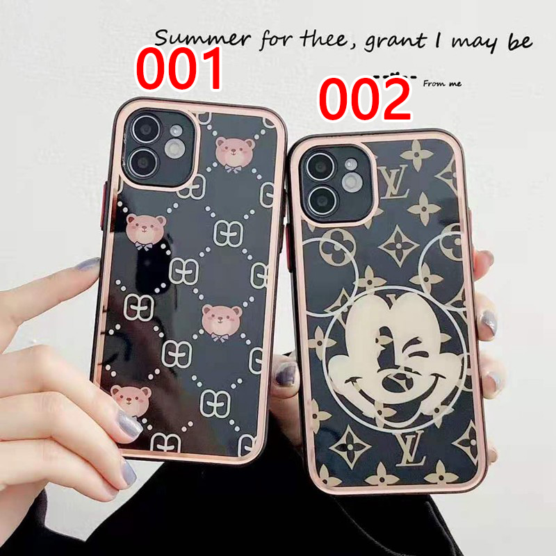 LV &Disneyコラボ　iphone 13 12S 12ケース 鏡面ガラス ジャケット型