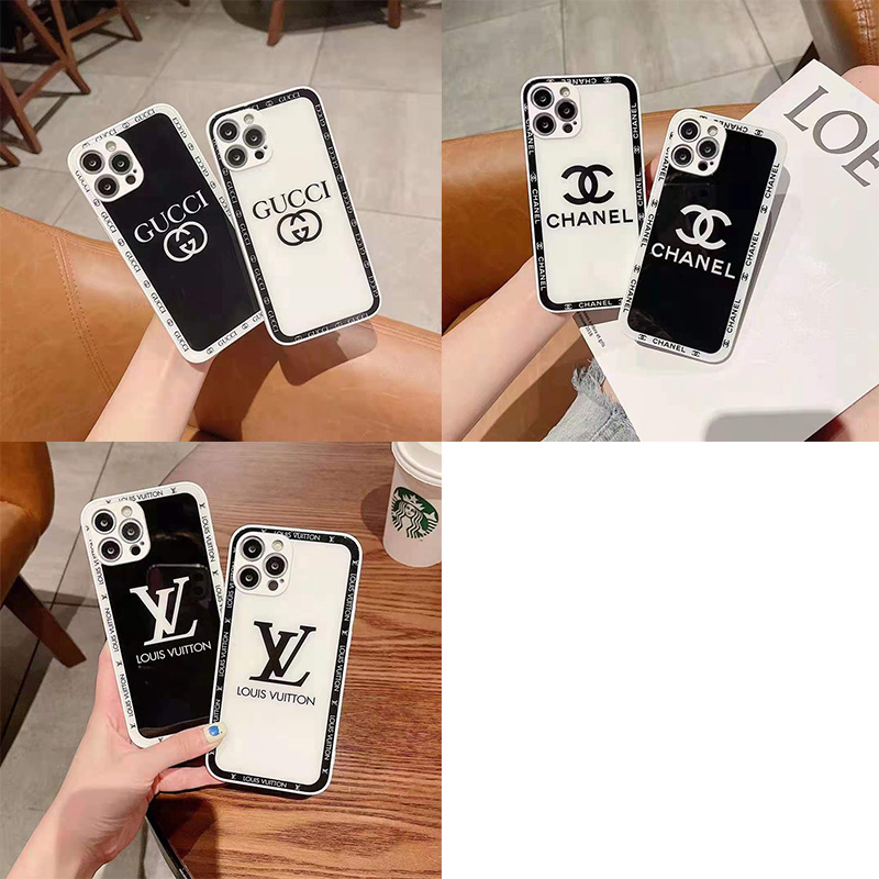 Chanel/シャネル ブランド IPhone 14 Plus/14 Pro Maxケース ルイヴィトン/LV 背面ガラス型 GUCCI/グッチ インスタ風 ジャケット型 黒白色 モノグラム柄 シンプル 耐衝撃 アイフォン14プロカバー レディース