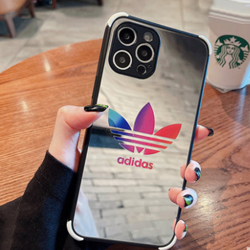 Adidas iphone 13 mini/13 pro maxケース 人気 ブランド 鏡面ガラス 潮流 