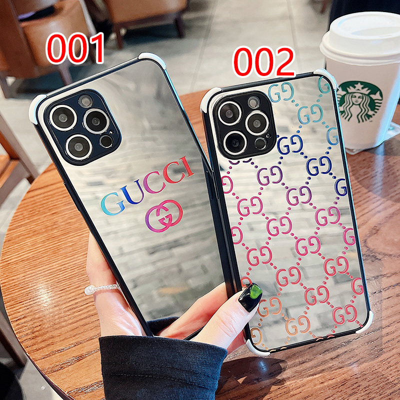 GUCCI グッチ ハイブランド iphone13 pro/13 mini/13 pro maxケース オシャレ 鏡面ガラス 男女