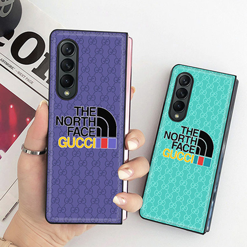 gucciグッチthe north faceコラボ ブランドgalaxy zfold3 5g/zflip3/w21ケース オリジナル折畳み かわいい