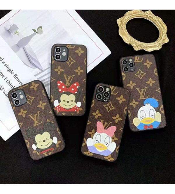 Lv＆Disneyコラボ 男女兼用 ブランド iphone 13/12/12 pro/12 mini/12 pro maxケース 革製 ジャケット型ケース 経典 防塵 モノグラム  アイフォン11/11 pro/11 pro max/se2ケース耐衝撃 ファッションブランドヴィトン＆ディズニー 可愛いIPHONE X/XS/XR/8/7保護カバー芸能人愛用