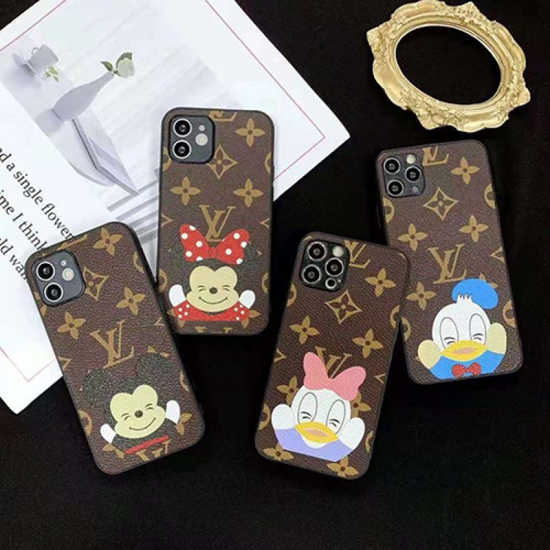 Lv＆Disneyコラボ 男女兼用 ブランド iphone 13/12/12 pro/12 mini/12 pro maxケース 革製 ジャケット型ケース 経典 防塵 モノグラム  アイフォン11/11 pro/11 pro max/se2ケース耐衝撃 ファッションブランドヴィトン＆ディズニー 可愛いIPHONE X/XS/XR/8/7保護カバー芸能人愛用