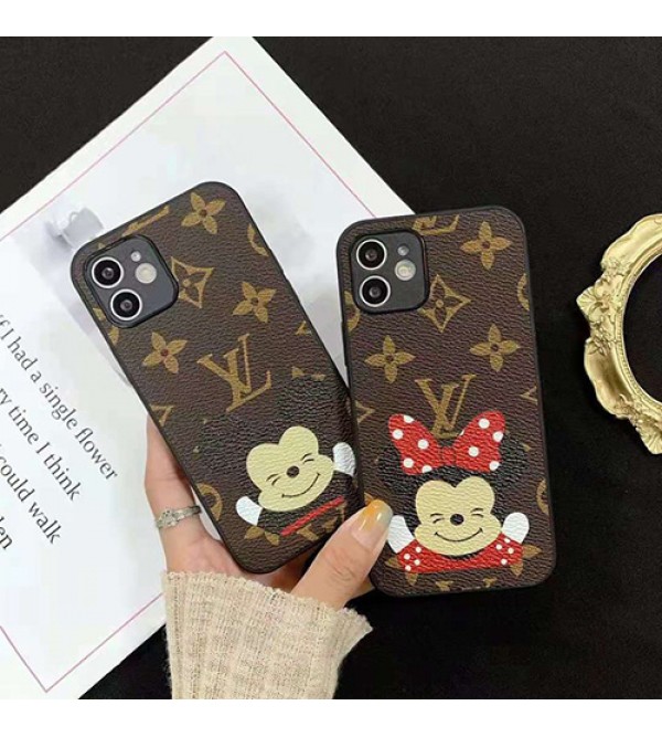 Lv＆Disneyコラボ 男女兼用 ブランド iphone 13/12/12 pro/12 mini/12 pro maxケース 革製 ジャケット型ケース 経典 防塵 モノグラム  アイフォン11/11 pro/11 pro max/se2ケース耐衝撃 ファッションブランドヴィトン＆ディズニー 可愛いIPHONE X/XS/XR/8/7保護カバー芸能人愛用