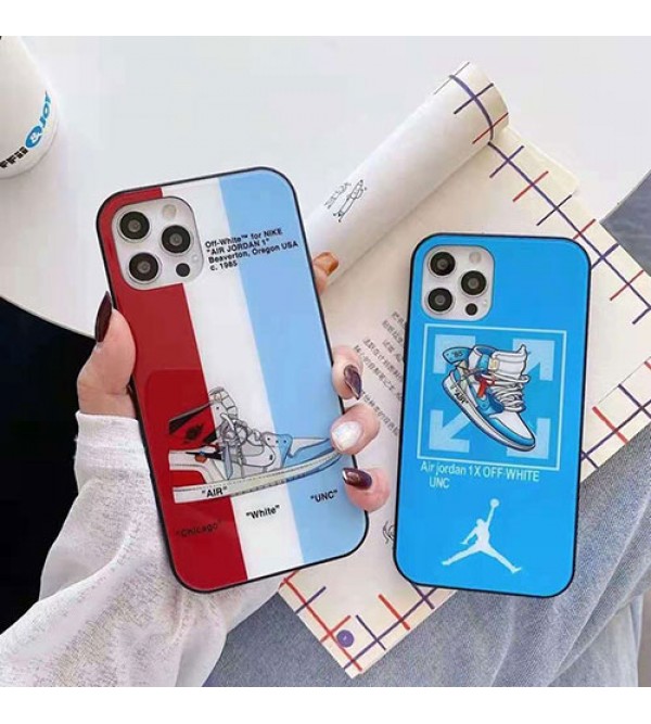 オフホワイト ブランド iphone 13/13 pro/13 pro max/13 miniケース ガラス製 キラキラ ナイキ Air Jordan 個性潮 ジョーダン iphone x/xr/xs/7/8/se2ケース ファッション ins風 アイフォン13プロ/13ミニケース 大人気 メンズ レディース