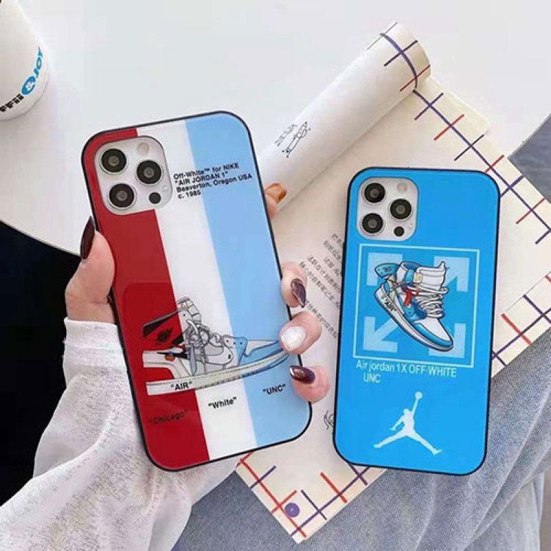 オフホワイト ブランド iphone 13/13 pro/13 pro max/13 miniケース ガラス製 キラキラ ナイキ Air Jordan 個性潮 ジョーダン iphone x/xr/xs/7/8/se2ケース ファッション ins風 アイフォン13プロ/13ミニケース 大人気 メンズ レディース