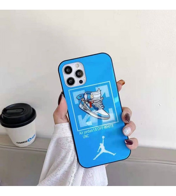 オフホワイト ブランド iphone 13/13 pro/13 pro max/13 miniケース ガラス製 キラキラ ナイキ Air Jordan 個性潮 ジョーダン iphone x/xr/xs/7/8/se2ケース ファッション ins風 アイフォン13プロ/13ミニケース 大人気 メンズ レディース