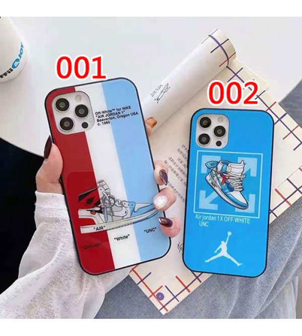 オフホワイト ブランド iphone 13/13 pro/13 pro max/13 miniケース ガラス製 キラキラ ナイキ Air Jordan 個性潮 ジョーダン iphone x/xr/xs/7/8/se2ケース ファッション ins風 アイフォン13プロ/13ミニケース 大人気 メンズ レディース