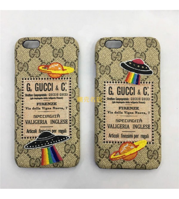 iphone 12 ケースブランドgucci iPhone xs/xs max/xrケース グッチ iphone x/8/7スマホケース  Iphone6/6s Plus Iphone6/6sカバー ジャケット 刺繍 UFO絵柄