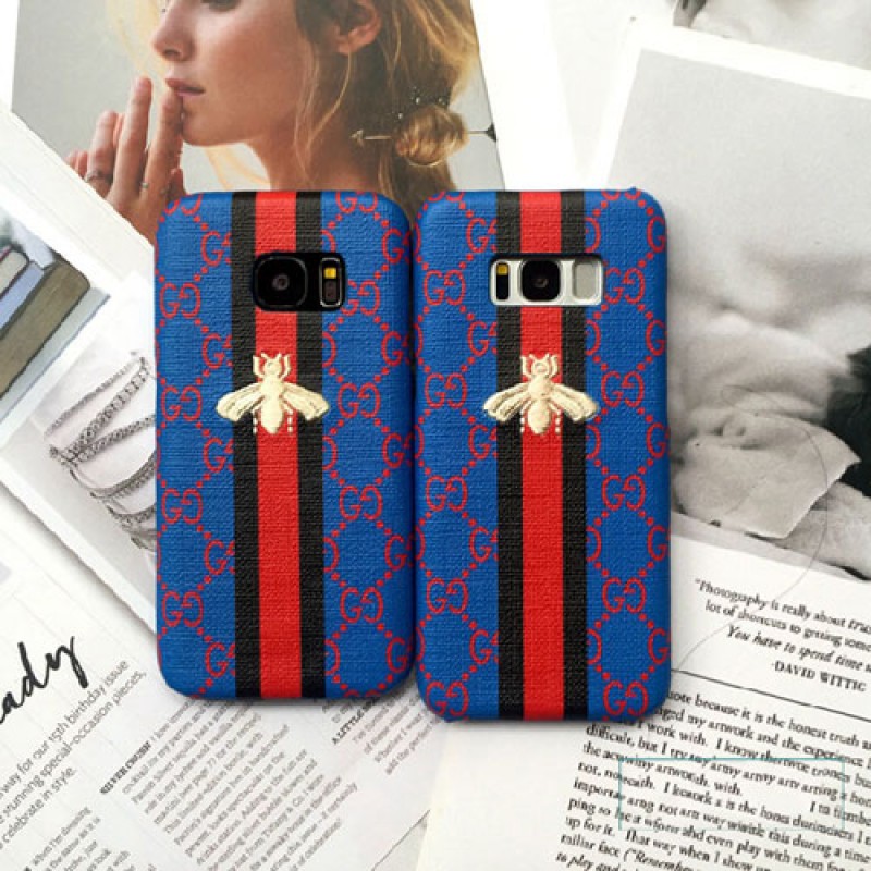 gucci iPhone xr/xs max/xsケース iphone 12ケースグッチgalaxy s8plus/note8/s7edgeスマホケース ブランド Iphone6/6s Plusカバー ジャケット 刺繍ミツバチ付き