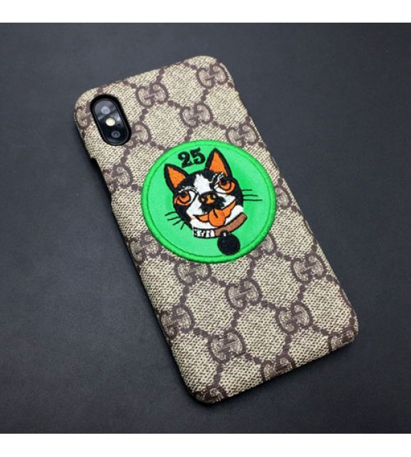 iphone12ケースブランド Gucci IPhone xr/xs max/xsケース グッチ Iphone8/7plusケース Iphone6/6s Plusカバー ジャケット 犬柄刺繍付き