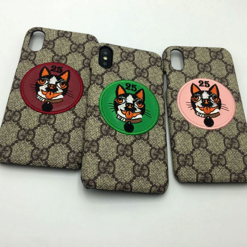 iphone12ケースブランド Gucci IPhone xr/xs max/xsケース グッチ Iphone8/7plusケース Iphone6/6s Plusカバー ジャケット 犬柄刺繍付き