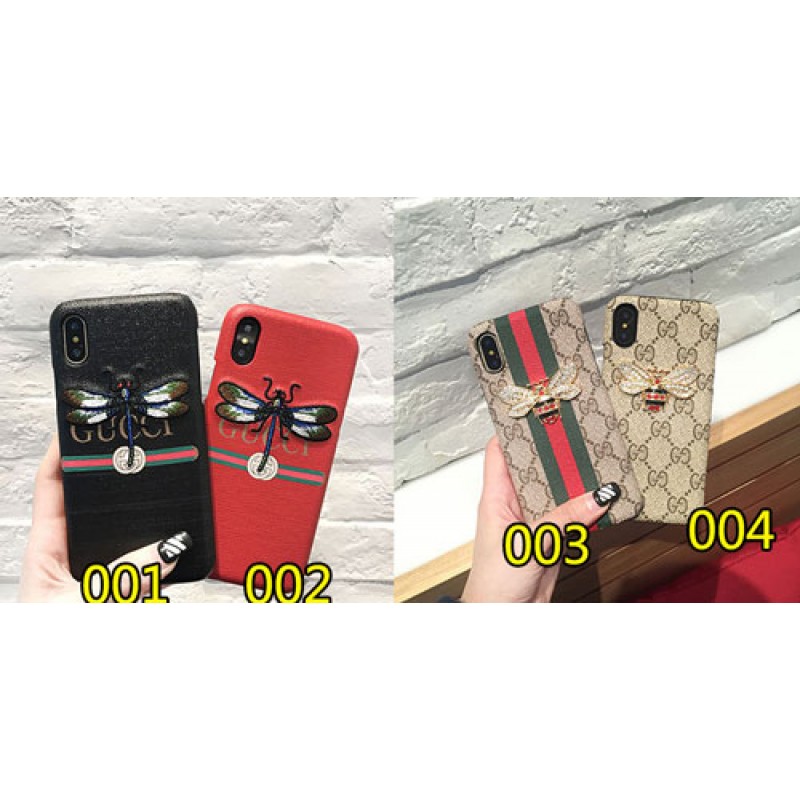 iphone12ケースブランドgucci IphoneXカバー グッチ Iphone se2/8/7 Iphone8plus/7plusスマホケース Iphone6/6s Plus Iphone6/6sジャケット ケース 刺繍 立体のミツバチ付き