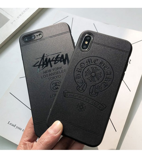 supreme iPhoneXカバー stussy/chrome hearts アイフォンXケース iPhone8/7/6 plusケース iphone 12 ケースブランドシュプリーム/ステューシー/クロムハーツ エコ素材 無臭 研磨