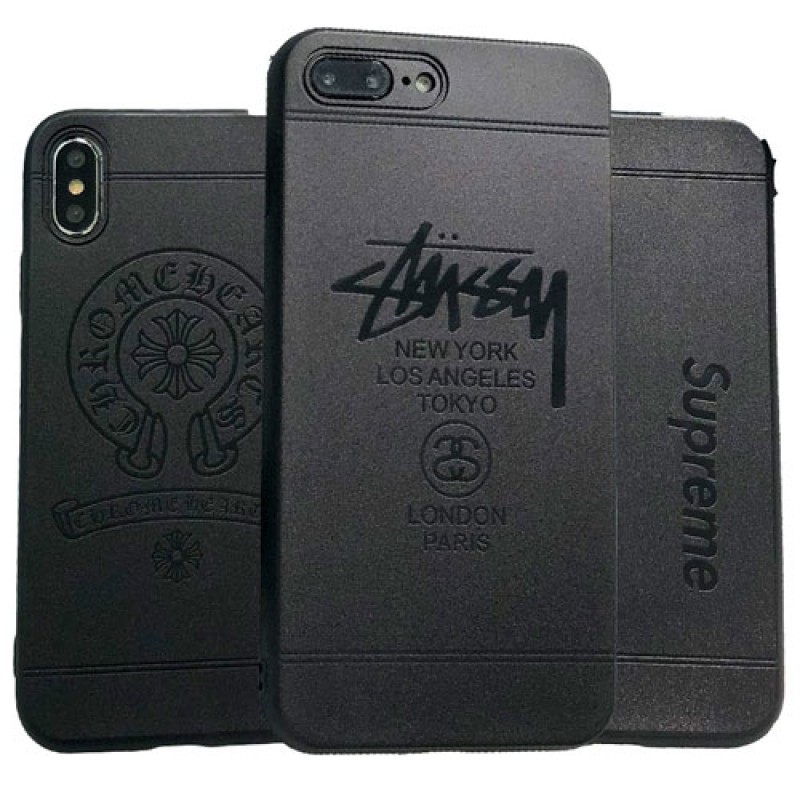 supreme iPhoneXカバー stussy/chrome hearts アイフォンXケース iPhone8/7/6 plusケース iphone 12 ケースブランドシュプリーム/ステューシー/クロムハーツ エコ素材 無臭 研磨