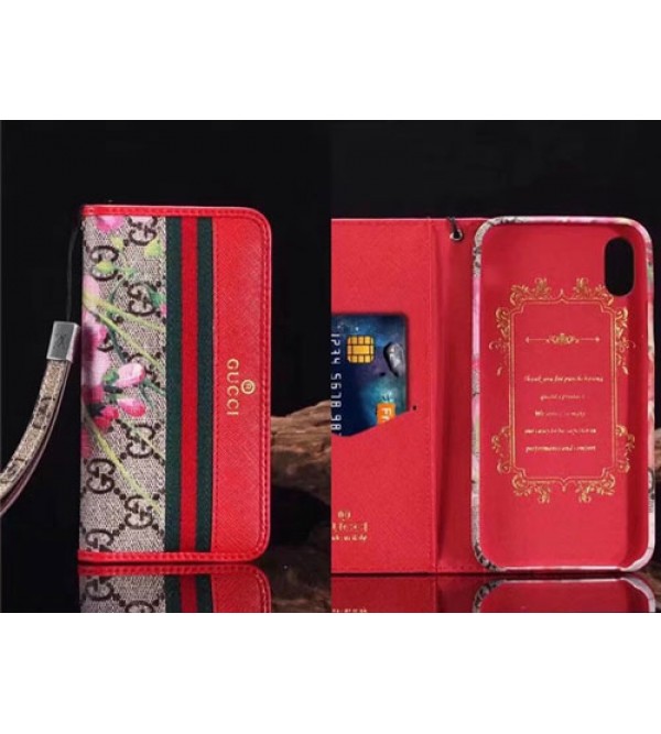 iphone 12ケースブランドgucci Iphone xrカバー グッチ Iphone xs/xs maxスマホケース Iphone se2/8/7 Plus Iphone6/6s手帳型 ケース ハンドストラップ付き カード入れ