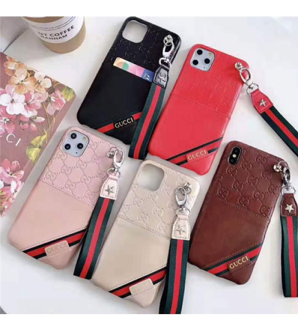 iphone 12 ケースブランドgucci Iphone11/11pro max/Xカバー グッチ Iphone se2/8/7 Iphone8plus/7plusスマホケース Iphone6/6s Plus Iphone6/6sジャケット ケース ハンドストラップ付き カード入れ