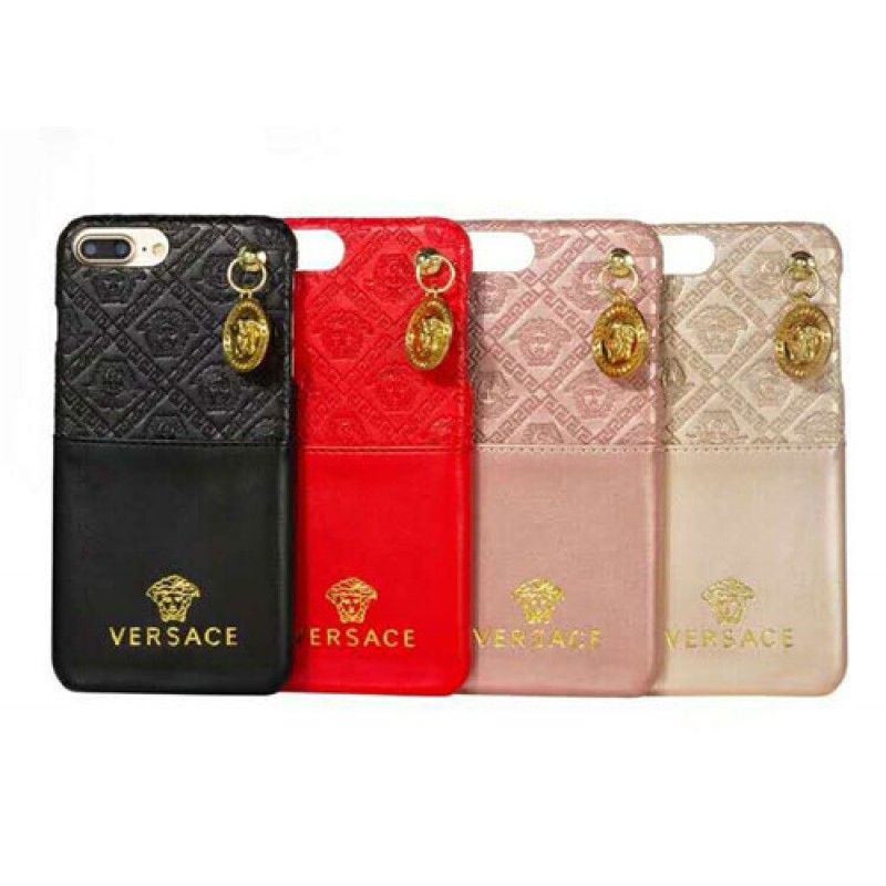 iphone 12ケースブランドversace iPhone xr/xs max/xsケース ヴェルサーチ iphone x/8/7/se2スマホケース ジャケット Iphone6/6sカバー ペンダント付き カード入れ