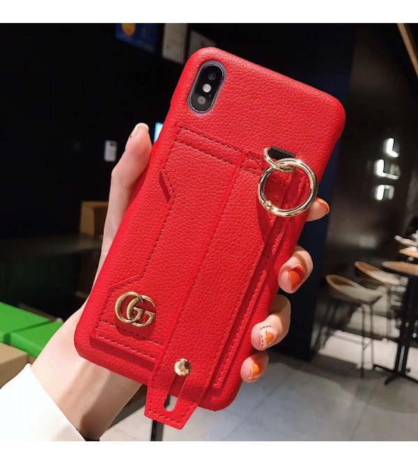 iphone 12 ケースグッチ gucci iphone xrケース 人気 ブランド iphone xs maxカバー 革製 腕ベルト付き オシャレ   iphone xs/x/10/8/7/se2/6plusケース ファッション 人気 耐衝撃 芸能人愛用