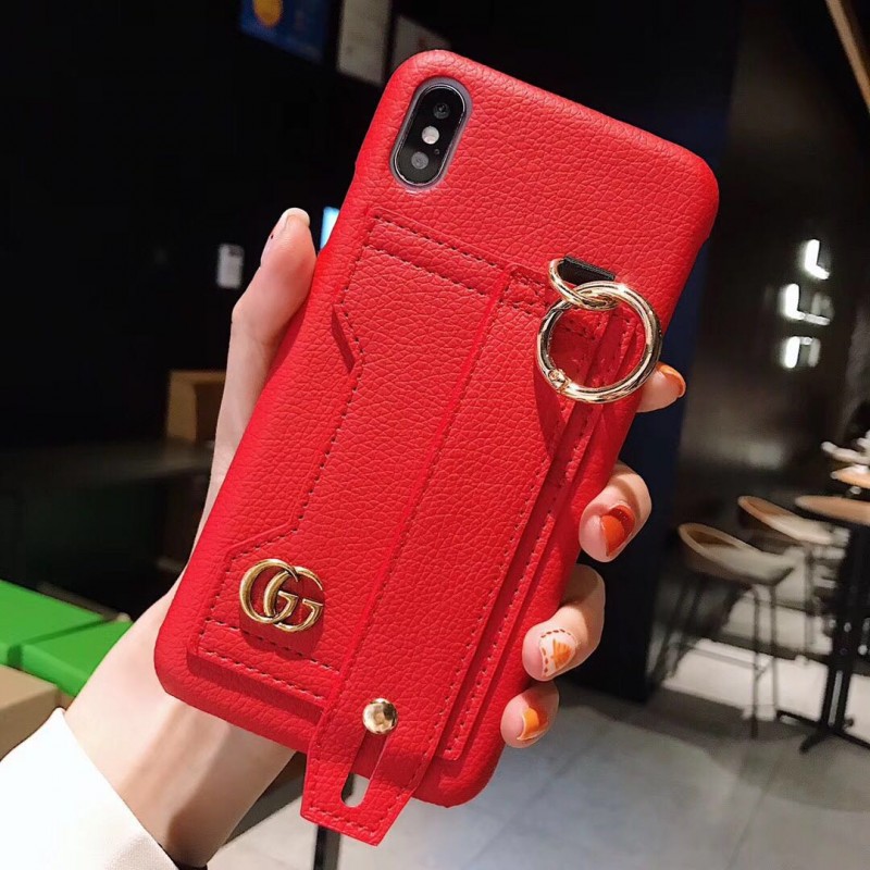 iphone 12 ケースグッチ gucci iphone xrケース 人気 ブランド iphone xs maxカバー 革製 腕ベルト付き オシャレ   iphone xs/x/10/8/7/se2/6plusケース ファッション 人気 耐衝撃 芸能人愛用