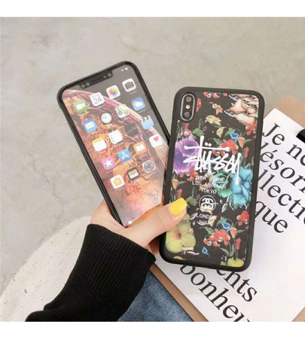 iPhone 12ケース stussy ステューシー iphone xrケース galaxy S10plusケース おしゃれ 花柄 galaxy S10ケース iphone   xs max/x/10/se2/8plusケース ギャラクシーs7/S9/S8plusケース 人気 ブランド