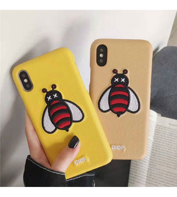 iphone 12 ケースディオール iphone xr/xs max/se2ケース dior ブランドアイフォン 11/XIケース 刺繍ミツバチ付き iphone x/8/7 plusケースお洒落可愛い レディース向け