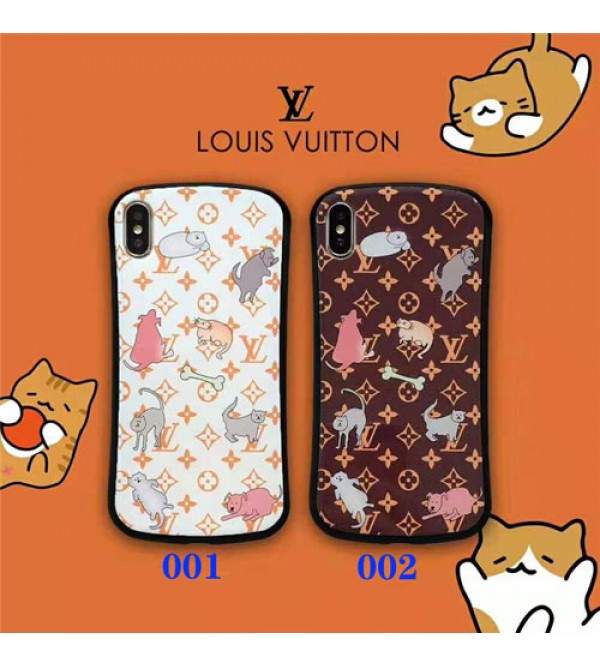 iphone 12ケースルイヴィトン iphone xr/xs maxケース lv iphone 11R/XI/11 max/se2ケース iphone x/8/7 plusケース可愛いネコ 犬プリント付き 男女兼用お洒落