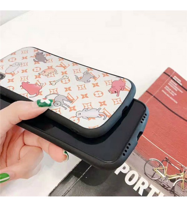iphone 12ケースルイヴィトン iphone xr/xs maxケース lv iphone 11R/XI/11 max/se2ケース iphone x/8/7 plusケース可愛いネコ 犬プリント付き 男女兼用お洒落