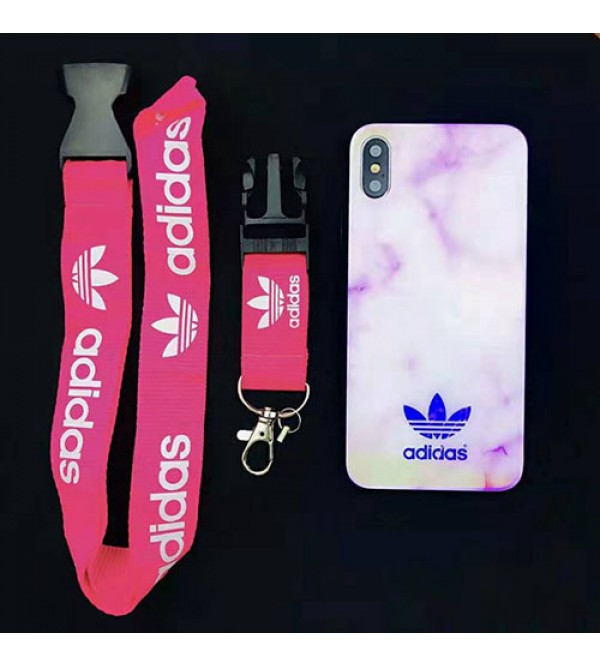 iphone 12ケースAdidas アディダス iphone XI/11 Max/se2ケースブランドスポーツ風 iphone xr/xs maxケース オシャレ大理石紋 アイフォン x/8/7 plusケース ファッションストラップ付き 男女兼用