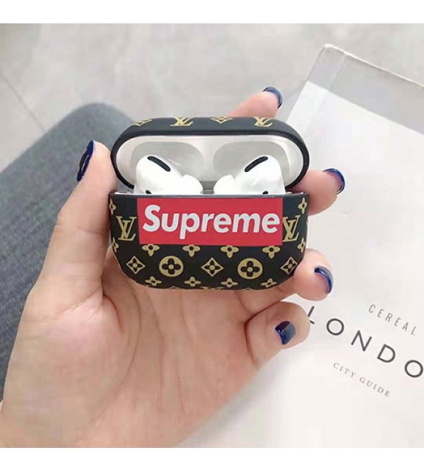 Supreme シュプリーム AirPods 1/2/3/proケース 充電対応 イヤホーケース エアーポッズ プロカバー オシャレ 紛失防止 Bluetooth ワイヤレス airpods proカバー全面保護 紛失防止 脱着簡単ケース