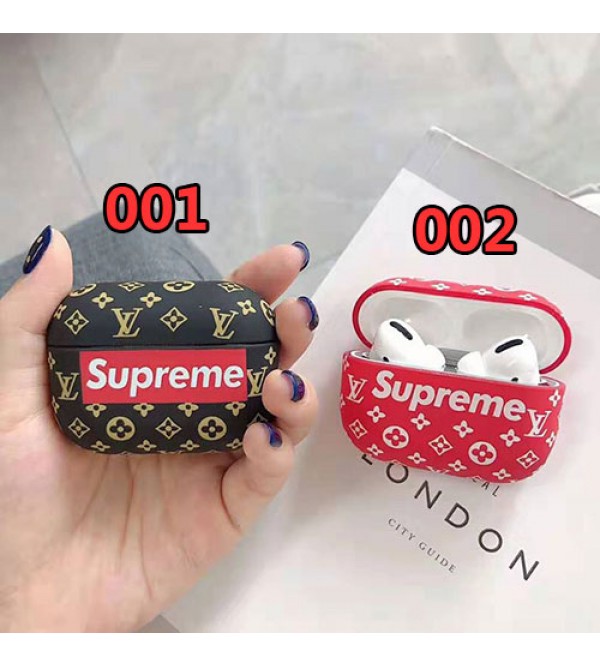 Supreme シュプリーム AirPods 1/2/3/proケース 充電対応 イヤホーケース エアーポッズ プロカバー オシャレ 紛失防止 Bluetooth ワイヤレス airpods proカバー全面保護 紛失防止 脱着簡単ケース