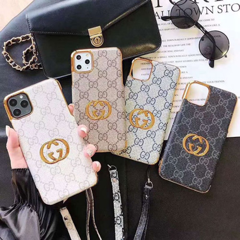 Gucci グッチ ブランド iphone 13/12/12 pro/12 pro max/11ケース 個性 ストランプ付き iphone11pro/11pro max/se2ケース 人気 iphone xr/xs maxケース オシャレ アイフォン xケースiphone 8/7/6s plusケースファッションビジネス風 ストラップ付き