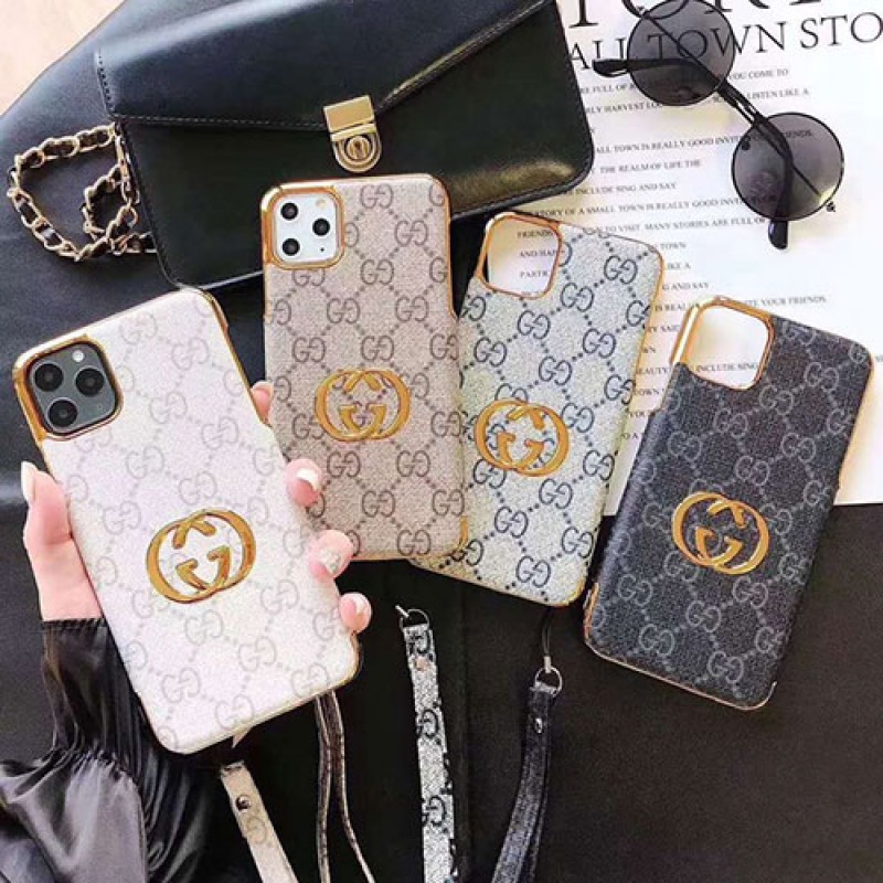 Gucci グッチ ブランド iphone 13/12/12 pro/12 pro max/11ケース 個性 ストランプ付き iphone11pro/11pro max/se2ケース 人気 iphone xr/xs maxケース オシャレ アイフォン xケースiphone 8/7/6s plusケースファッションビジネス風 ストラップ付き