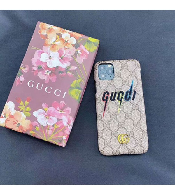 グッチiphone11/11pro max/se2ケースgucci ブランド iphone xr/xs maxケース 刺繍ロゴGalaxy s10/note10/s9ケースファッション新品iphone x/8/7 plusケース男女兼用 お洒落人気