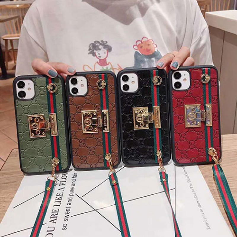 Gucci/グッチiphone 12ケース ビジネス ストラップ付きアイフォンiphonex/8/7 plus/se2ケース ファッション経典 メンズシンプル ジャケットメンズ iphone11/11pro maxケース 安い