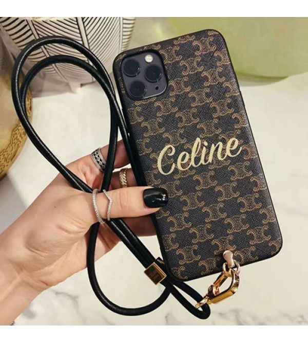 celine iphone 12 mini/12 pro/12 max/12 pro maxケース ビジネス ストラップ付きiphone 11/x/8/7スマホケース ブランド LINEで簡単にご注文可レディース アイフォンiphone xs/11/8 plusケース おまけつき