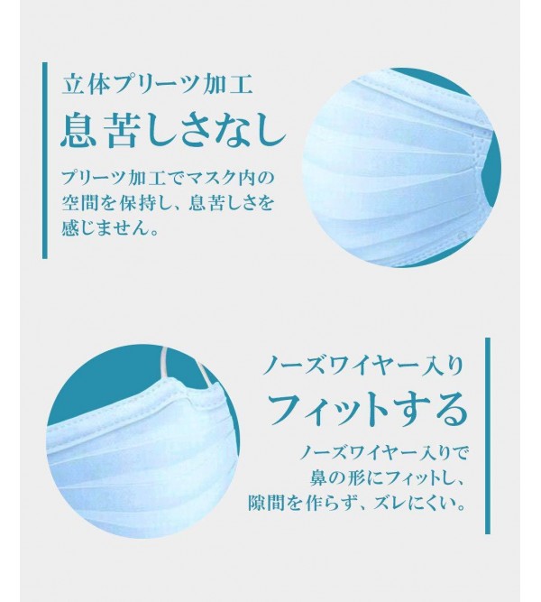 ウイルス対策50枚入マスク 使い捨て サージカル ひも式 不織布 ウイルス 抗菌 ウイルス対策 99%男女兼用  当日発送 5-10日到着可