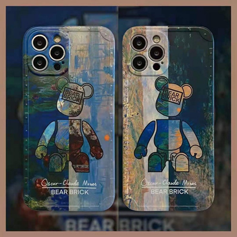 BE@RBRICK ブランド iphone 13pro/13mini/13pro maxケース インスタ風 KAWS カウズ ジャケット型 熊柄 モノグラム アイフォン13/12 pro max/11/x/8/7カバー  芸能人愛用 メンズ レディーズ