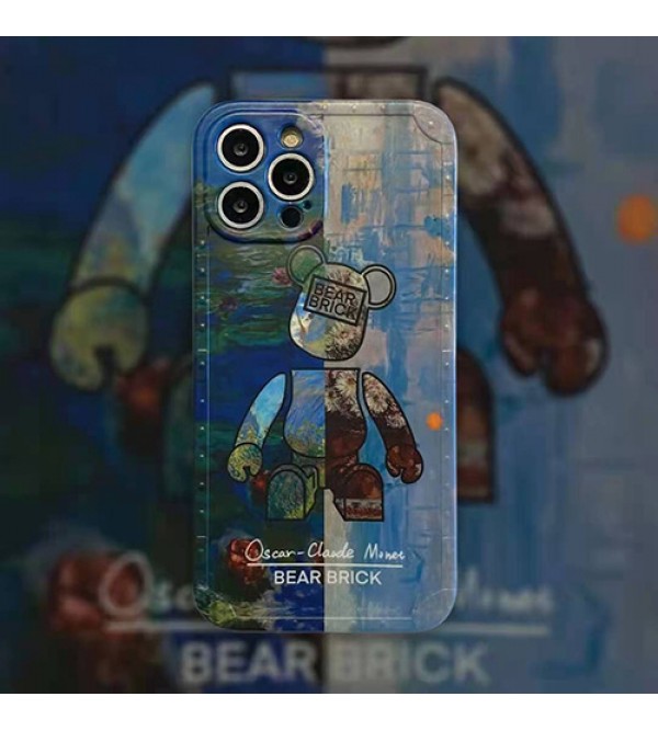 BE@RBRICK ブランド iphone 13pro/13mini/13pro maxケース インスタ風 KAWS カウズ ジャケット型 熊柄 モノグラム アイフォン13/12 pro max/11/x/8/7カバー  芸能人愛用 メンズ レディーズ