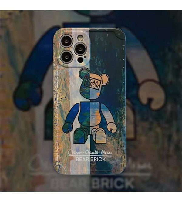 BE@RBRICK ブランド iphone 13pro/13mini/13pro maxケース インスタ風 KAWS カウズ ジャケット型 熊柄 モノグラム アイフォン13/12 pro max/11/x/8/7カバー  芸能人愛用 メンズ レディーズ