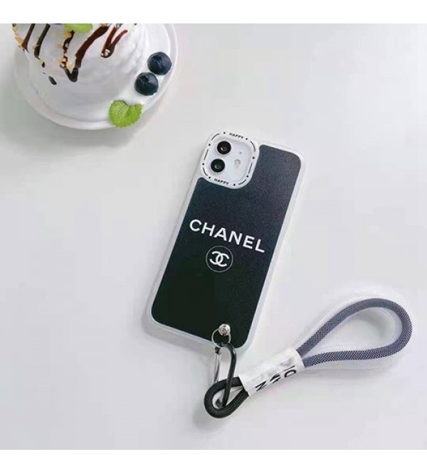 CHANEL ブランド iPhone 13 pro/13 pro max/13 miniケース インスタ風 シャネル ストランプ付 クリアケース モノグラム ジャケット型 全面保護 シリコン アイフォン13/12/11/x/xs/xr/8/7カバー 黒白色 メンズ レディース