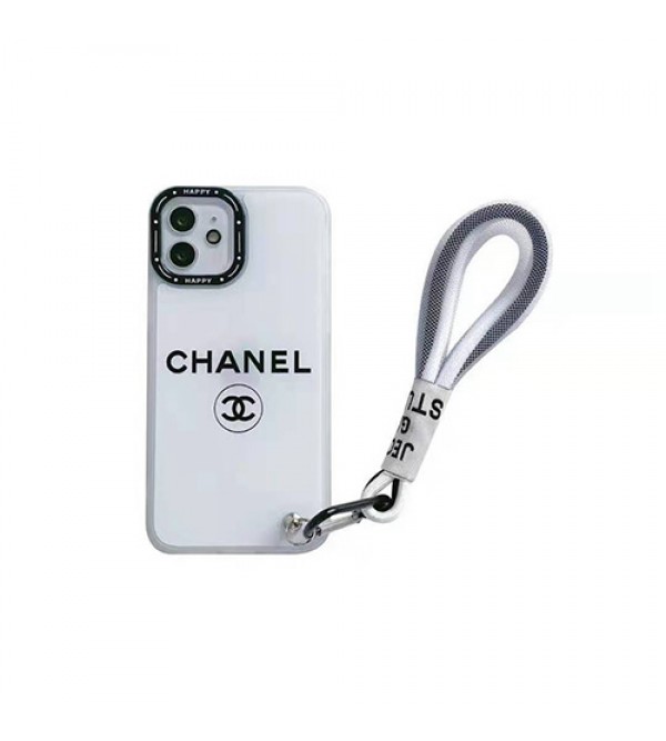 CHANEL ブランド iPhone 13 pro/13 pro max/13 miniケース インスタ風 シャネル ストランプ付 クリアケース モノグラム ジャケット型 全面保護 シリコン アイフォン13/12/11/x/xs/xr/8/7カバー 黒白色 メンズ レディース