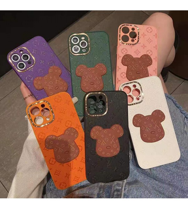 ルイヴィトン LV コラボ iphone 13/13 pro/13 mini/13 pro maxケース 韓国風 KAWS/カウズ 芸能人愛用 ハイブランド 熊柄 モノグラム ジャケット型 アイフォン13/12 pro max/11X/8/7カバーファッション 激安 2021 高級 メンズ レディーズ