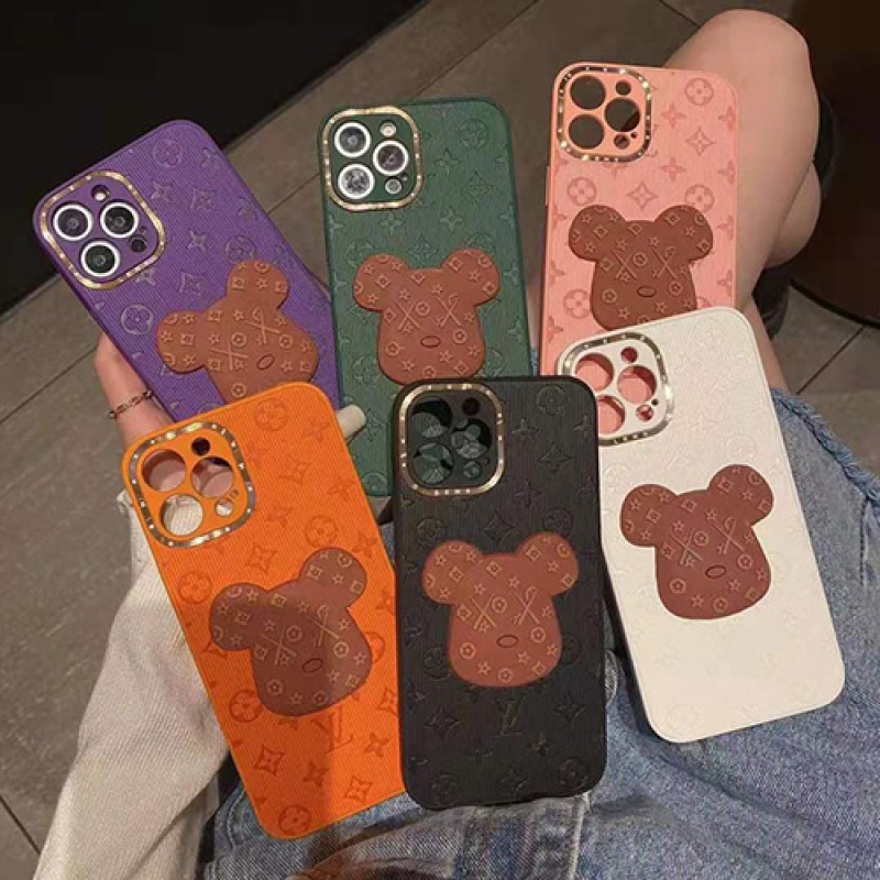 ルイヴィトン LV コラボ iphone 13/13 pro/13 mini/13 pro maxケース 韓国風 KAWS/カウズ 芸能人愛用 ハイブランド 熊柄 モノグラム ジャケット型 アイフォン13/12 pro max/11X/8/7カバーファッション 激安 2021 高級 メンズ レディーズ