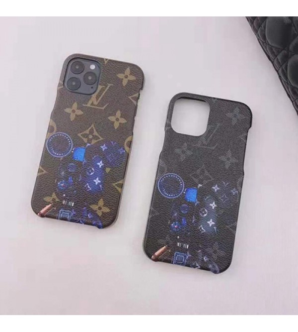 ルイヴィトン カウズ コラボ ブランド iPhone SE 第3世代/13/13 Pro/13 Pro Max/13 Miniケース 韓国風 熊柄 LV x KAWS ジャケット型 モノグラム アイフォン13/12/11/x/xr/xs/8/7カバー 大人気 メンズ レディーズ